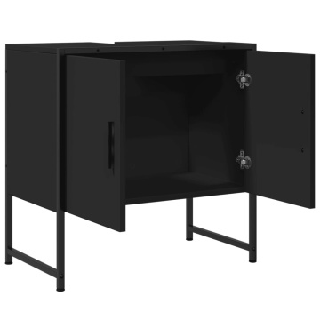 Dulap pentru chiuvetă baie, negru, 60x33x60 cm, lemn prelucrat - Img 5