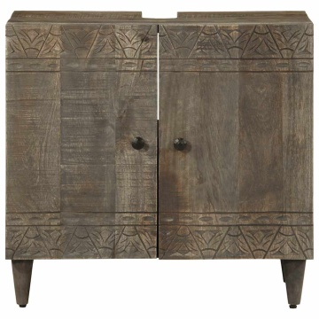 Dulap pentru chiuveta de baie, 62x33x58 cm, lemn masiv de mango - Img 3