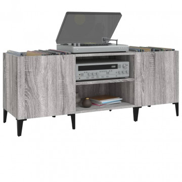 Dulap pentru discuri gri sonoma, 121x38x48 cm, lemn prelucrat - Img 4