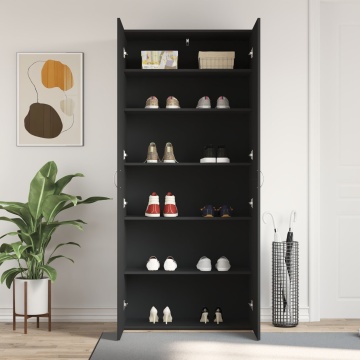 Dulap pentru pantofi Negru 80x35,5x180 cm Lemn prelucrat - Img 3