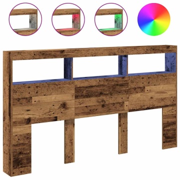 Dulap pentru tăblie cu LED Lemn vechi 180x17x102 cm - Img 2