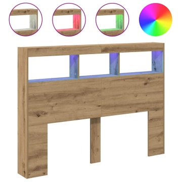 Dulap pentru tăblie cu LED Stejar Artisan 140x17x102 cm - Img 2