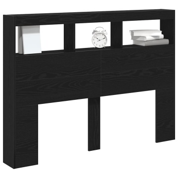 Dulap pentru tăblie cu LED Stejar negru 140x17x102 cm - Img 8