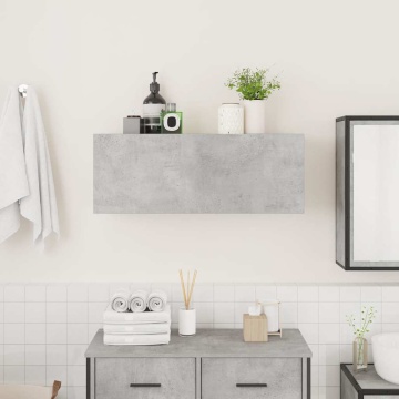 Dulap perete baie, gri beton, 80x25x30 cm, lemn prelucrat - Img 3