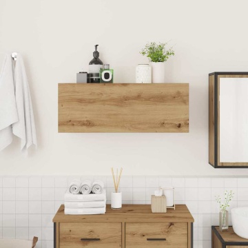Dulap perete baie stejar artizanal, 80x25x30 cm, lemn prelucrat - Img 3