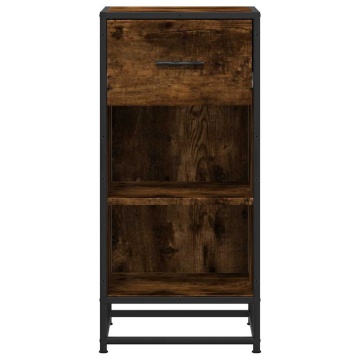 Dulap, stejar fumuriu, 35,5x35x76 cm, lemn prelucrat și metal - Img 4