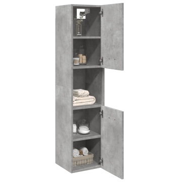 Dulap suspendat de baie, gri beton, 30x30x130 cm lemn prelucrat - Img 3