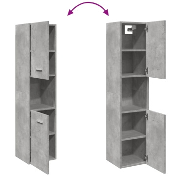 Dulap suspendat de baie, gri beton, 30x30x130 cm lemn prelucrat - Img 7