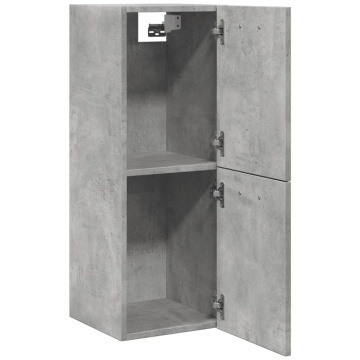Dulap suspendat de baie, gri beton, 30x30x80 cm, lemn prelucrat - Img 8
