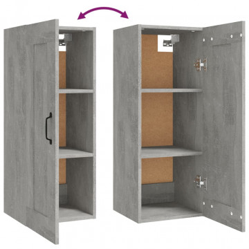 Dulap suspendat, gri beton, 35x34x90 cm, lemn prelucrat - Img 7