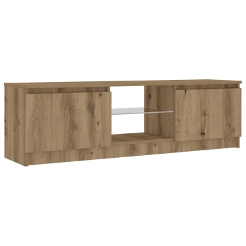 Dulap TV cu LED stejar artizanal 120x30x36cm lemn prelucrat - Img 5