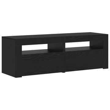 Dulap TV cu LED stejar negru 120x35x40 cm lemn prelucrat - Img 3