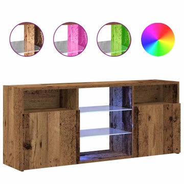 Dulap TV cu lumini LED lemn vechi 120x30x50 cm lemn prelucrat - Img 2