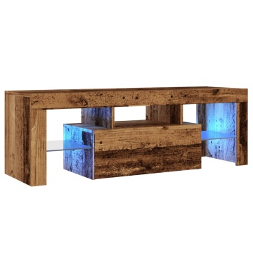 Dulap TV cu lumini LED lemn vechi 120x36,5x40 cm lemn prelucrat - Img 3