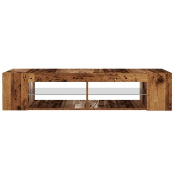 Dulap TV cu lumini LED lemn vechi 135x39x30 cm lemn prelucrat - Img 6