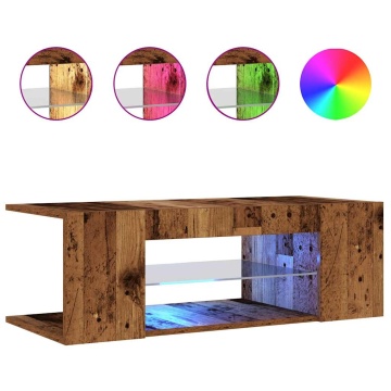Dulap TV cu lumini LED lemn vechi 90x39x30 cm lemn prelucrat - Img 2