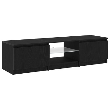 Dulap TV cu lumini LED Stejar Negru 140x40x35,5 cm Lemn - Img 2