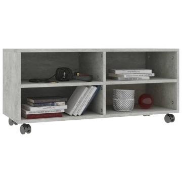 Dulap TV cu rotile, gri beton, 90x35x35, lemn prelucrat - Img 3