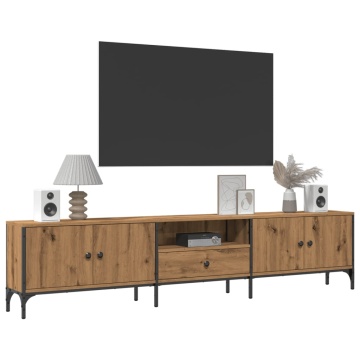 Dulap TV cu sertar stejar artizanal 200x25x44 cm lemn prelucrat - Img 3