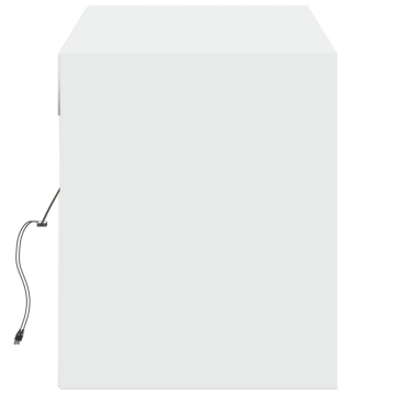 Dulap TV de perete cu lumini LED, alb, 140x31x38 cm - Img 6