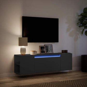 Dulap TV de perete cu lumini LED, negru, 135x31x39,5 cm - Img 8