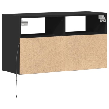 Dulap TV de perete cu lumini LED negru 80x31x45 cm - Img 7