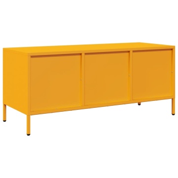 Dulap TV, galben muștar, 101,5x39x43,5 cm, oțel laminat la rece - Img 6