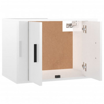 Dulap TV montat pe perete, alb extralucios, 57x34,5x40 cm - Img 7