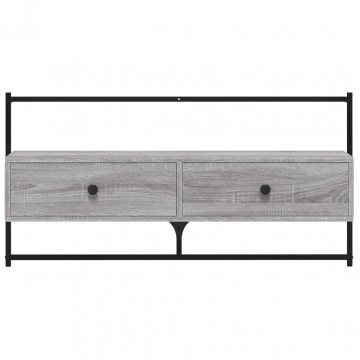 Dulap TV montat pe perete, gri sonoma, 100,5x30x51 cm, lemn - Img 6
