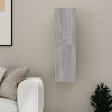 Dulap TV montat pe perete, gri sonoma, 30,5x30x110 cm - Img 8