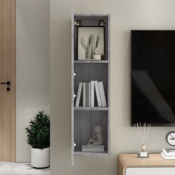 Dulap TV montat pe perete, gri sonoma, 30,5x30x110 cm - Img 3