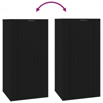 Dulap TV montat pe perete, negru, 40x34,5x80 cm - Img 7