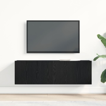 Dulap TV Montat pe Perete Negru din Lemn Compus 100x30x30 cm - Img 4