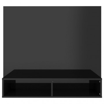Dulap TV montat pe perete negru extralucios 102x23,5x90 cm PAL - Img 8