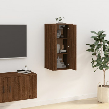 Dulap TV montat pe perete, stejar maro, 40x34,5x80 cm - Img 4
