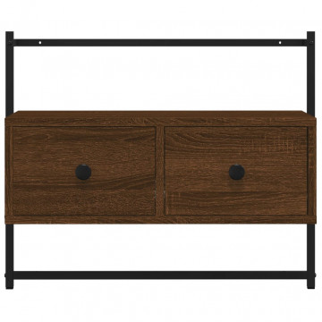 Dulap TV montat pe perete, stejar maro, 60,5x30x51 cm, lemn - Img 5