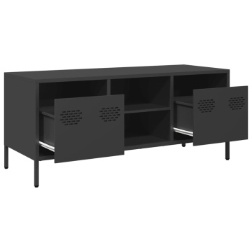 Dulap TV, negru, 101,5x39x43,5 cm, oțel laminat la rece - Img 8