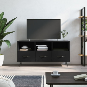 Dulap TV, negru, 102x36x50 cm, lemn prelucrat - Img 1