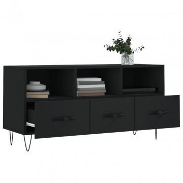Dulap TV, negru, 102x36x50 cm, lemn prelucrat - Img 4