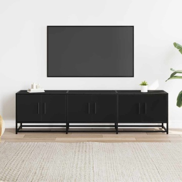 Dulap TV, negru, 150x35x41 cm, lemn prelucrat și metal - Img 3