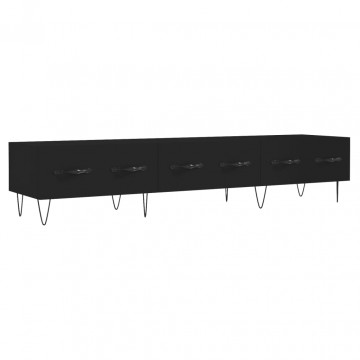 Dulap TV, negru, 150x36x30 cm, lemn prelucrat - Img 2