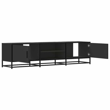 Dulap TV, negru, 160x35x41 cm, lemn prelucrat și metal - Img 6