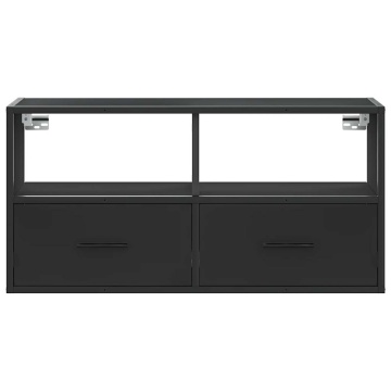 Dulap TV, negru, 80x31x39,5 cm, lemn prelucrat și metal - Img 4