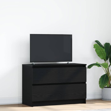 Dulap TV negru 80x35x54 cm lemn prelucrat - Img 1
