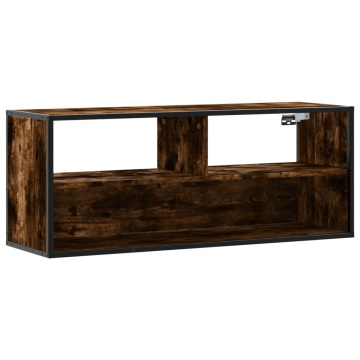 Dulap TV stejar fumuriu 100x31x39,5 cm, lemn prelucrat și metal - Img 2