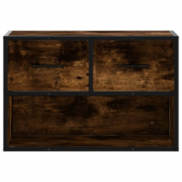Dulap TV, stejar fumuriu, 60x31x39,5 cm lemn și metal - Img 4