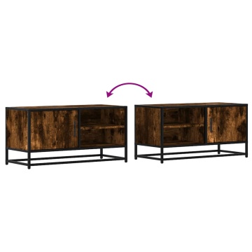 Dulap TV stejar fumuriu, 80x34,5x40 cm, lemn prelucrat și metal - Img 7
