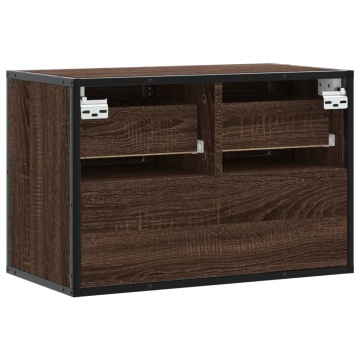 Dulap TV, stejar maro, 60x31x39,5 cm, lemn prelucrat și metal - Img 5