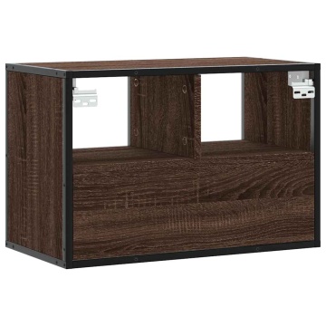 Dulap TV, stejar maro, 60x31x39,5 cm, lemn prelucrat și metal - Img 5