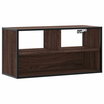 Dulap TV, stejar maro, 80x31x39,5 cm, lemn prelucrat și metal - Img 2